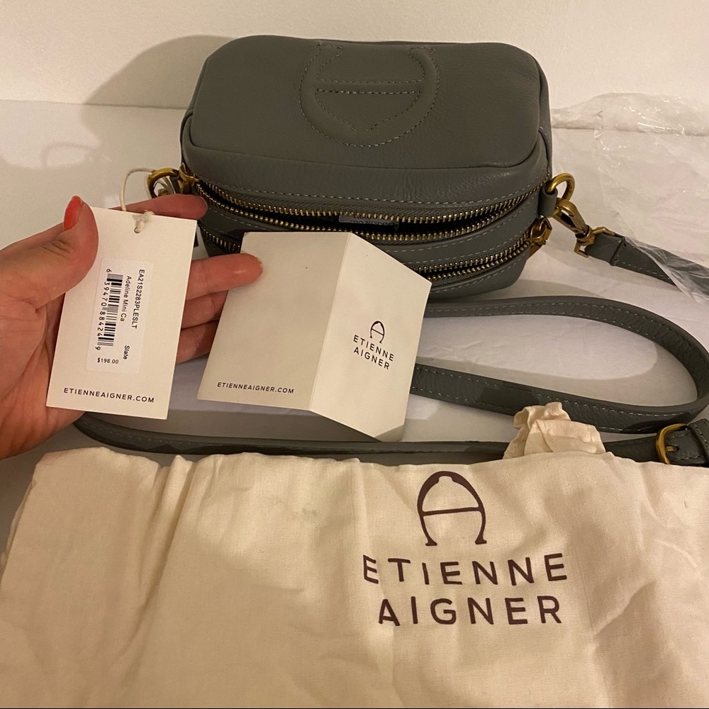 Etienne Aigner - Adeline Mini Ca Double Zip Crossbody Camera bag βslateβ gray π - Picture 15 of 15